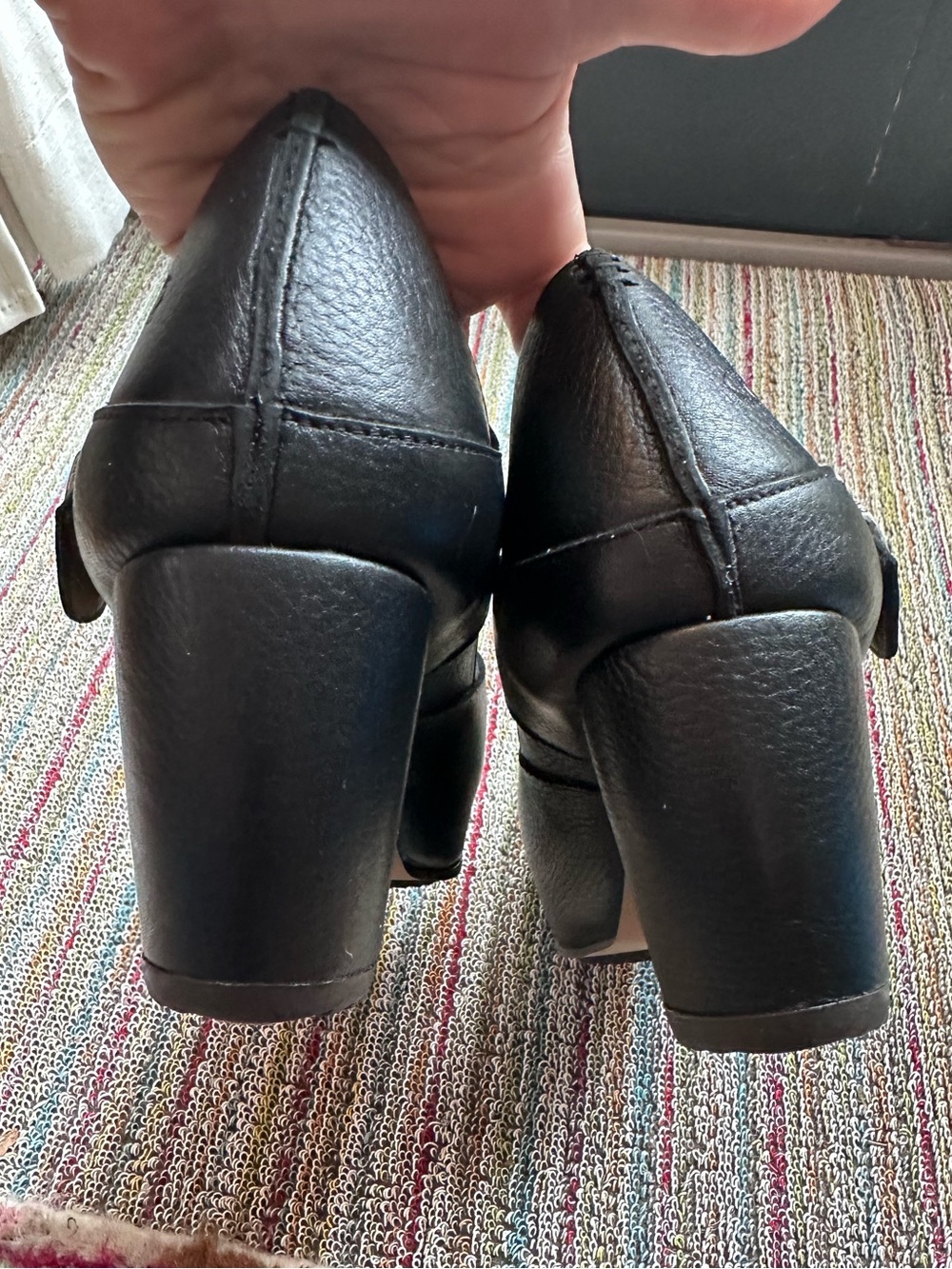 Fluevog NEW IN BOX Prepare Leader black pebbled leather platform MJ heel -10 - Picture 7 of 16